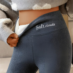 Cozy Charcoal Gray Fleece-Lined Winter Leggings | Soft.Clouds