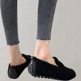 Light grey Cozy Fleece Slippers designed for women, featuring a soft plush exterior and anti-slip soles.