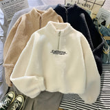 Cozy Teddy Fleece Half-Zip Pullover in Warm Blue, featuring a soft sherpa texture, long sleeves, and a comfortable collar, designed for stylish warmth and casual fashion.