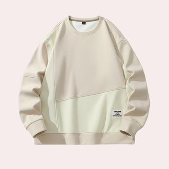 Unisex khaki crewneck sweatshirt in XL, displaying a minimalist casual design with long sleeves and a simple collar.