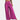 A woman wearing a crinkled magenta long sleeve high-neck formal dress, showcasing elegant shoulder and neck design, with a fitted waist, suitable for formal events.