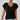 Dark green satin V-neck blouse with a twist front design, featuring long sleeves and tailored for women's office wear.