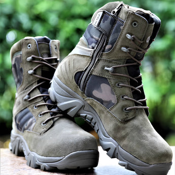 Green Delta Tactical Boots designed for military combat and all-terrain hiking, featuring durable construction suitable for outdoor activities.