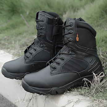 Sand-colored Delta Tactical Boots designed for military combat and all-terrain hiking, featuring a sturdy, outdoor-ready build suitable for various terrains.