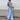 Designer Light Blue Ruffle Gown - Deep V-Neck Evening Dress