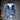 Men's distressed light wash hooded denim jacket in Paradiso color, featuring a casual streetwear design with long sleeves, a collar, button closures, and made from natural materials.