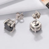 Effie Queen Black Cubic Zirconia 925 Sterling Silver Stud Earrings featuring dark gemstones set in polished silver, showcasing elegant and stylish body jewelry.