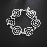 Elegant 925 Sterling Silver Geometric Bracelet with Adjustable Clasp, featuring a modern and artistic design with circular patterns.