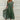 Green elegant lace top evening dress with a high-low skirt, designed with a one-piece garment style, featuring short sleeves and a round neckline.
