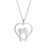 Elegant gold and silver heart-shaped couple necklace with a chain, perfect as a romantic anniversary gift.