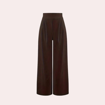 Elegant high-waist wide-leg orange palazzo pants in size 2XL, featuring a flowing silhouette with a vibrant orange hue, displayed in an elegant setting.