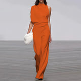 Elegant orange one-shoulder evening gown in size 3XL, featuring a sleek design with a fitted waist and knee-length hem, perfect for formal occasions.
