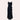 Elegant sleeveless black evening gown with an asymmetrical neckline displayed on a mannequin against a plain background. The gown is floor-length, made from a smooth fabric, and designed to fit a size XL.