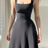 Elegant teal midi dress in a sleeveless fit and flare style, perfect for formal events, shown in Nero color in size 3XL, highlighting details such as the neckline, arm, and shoulder design.