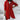 Elegant women's long hooded cardigan in vibrant red with an asymmetrical zipper. The cardigan is designed with a stylish collar and long sleeves, offering a fashionable and unique outerwear piece. The garment is available in size 5XL, providing a comfortable and flattering fit.