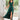 Emerald Green Satin V-Neck Wrap Gown with High Slit