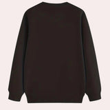 Men's black crewneck sweater displayed with a focus on its classic, casual knit design. The sweater features long sleeves and a round neckline, suitable for everyday wear.