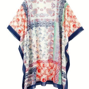 Lightweight summer floral boho kimono cardigan for women, featuring a flowy design with wide sleeves and vibrant floral patterns.