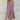 Floral Midi Dress in a boho chic style featuring long sleeves, a tie-waist, and a vintage design in shades of violet and pink, size 3XL with a collar.