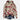 Oversized women's hoodie with a floral print in beige and black, featuring a cowl neck design and long sleeves.