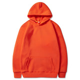 Orange-colored heavyweight unisex hoodie, size 3XL, with a hood, long sleeves, and a collar, designed for durability and winter wear.