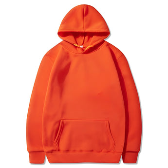 Orange-colored heavyweight unisex hoodie, size 3XL, with a hood, long sleeves, and a collar, designed for durability and winter wear.