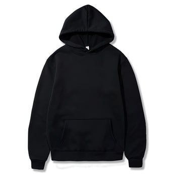 Unisex heavyweight hoodie in black, size 3XL, with a hood and long sleeves, ideal for winter wear.