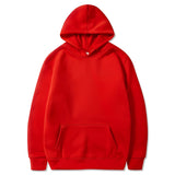 A red heavyweight unisex hoodie in size 3XL, featuring long sleeves, a hood, and a durable design suitable for winter wear.