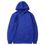 Blue heavyweight unisex hoodie with sleeves and a hood, designed for durable winter wear.