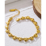 Gold heart chain bracelet from YA-CHAN Jewelry, customizable and tarnish-free, featuring a delicate gold chain with a heart-shaped charm.