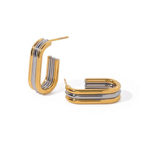 Chunky modern gold hoop earrings, luxury and elegant designer jewelry