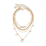 Gold layered necklaces set featuring a chunky chain and a stylish choker with a pearl pendant.