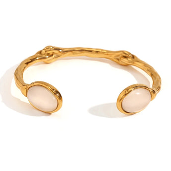 Gold Pink Cabochon Bracelet featuring a luxurious design for women with natural gemstone and metal elements.
