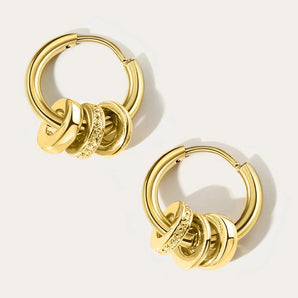 Gold Plated YA-CHAN Hoop Earrings with Luxury Textured Design, Circular Fashion Accessory in Gold.