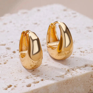 Gold and silver dual-tone hoop earrings with a chic designer style for women.