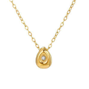 14K gold stainless steel pendant necklace, hypoallergenic and tarnish-resistant, featuring a minimalist circular design on a delicate chain.