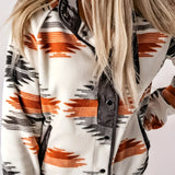 Green Aztec print women's zip-up bomber jacket in a gray color, size 2XL, featuring a stylish design with long sleeves, suitable for winter wear.
