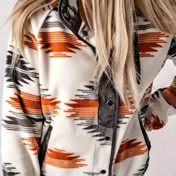 Green Aztec print women's zip-up bomber jacket in a gray color, size 2XL, featuring a stylish design with long sleeves, suitable for winter wear.