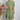 Green pleated midi dress with short sleeves, featuring a casual summer style, fitted at the waist, and designed with a round neckline for a comfortable and stylish look.