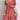 A red pleated midi dress in size 3XL with short sleeves, featuring a fitted waist and a round neckline. The dress is designed for summer casual wear and is shown on a standing model.