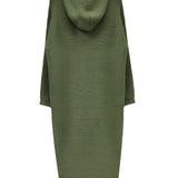 Oversized green hooded cardigan for women made from chunky knit fabric, featuring long sleeves and a cozy fit.