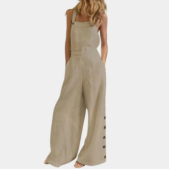 Grey women's utility overalls in size 3XL, featuring adjustable straps and multiple pockets, displayed on a mannequin or flat surface. The overalls are in a coffee color, with a design suitable for casual or workwear settings.