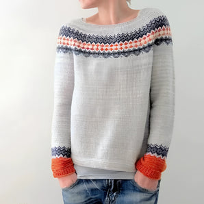 Handmade Women's Grey Knit Sweater - Cozy Scandinavian Style