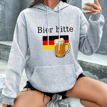 Heather grey women's lightweight casual pullover hoodie in an XL size, showcasing a cozy fall fashion style with long sleeves and a comfortable fit.