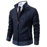 Gray herringbone wool blend zip-up jacket featuring a designer style with a plaid pattern, complemented by a collar and long sleeves.