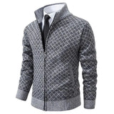 Herringbone gray wool blend zip-up jacket in charcoal gray, size 4XL, featuring a plaid pattern with a structured collar and long sleeves.