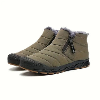 Olive green athletic sneakers with high-traction anti-slip rubber soles, designed for outdoor walking.