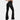 High-waist black flare jeans made from vintage stretch denim, showcased on a woman highlighting the waist, legs, and thighs.
