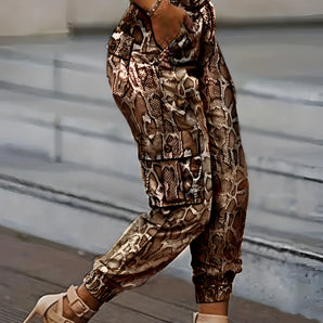 High Waist Snake Print Women's Trousers - Urban Chic Fashion