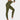 High-waisted geometric yoga pants in green, size XL, designed with breathable and stretchable fabric for activewear, showcasing details such as waist and leg areas.